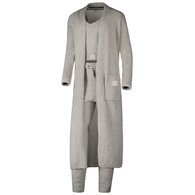 Ensemble débardeur court en tricot pelucheux, pantalon de jogging et cardigan long trois pièces pour femmes des Hurricanes Miami