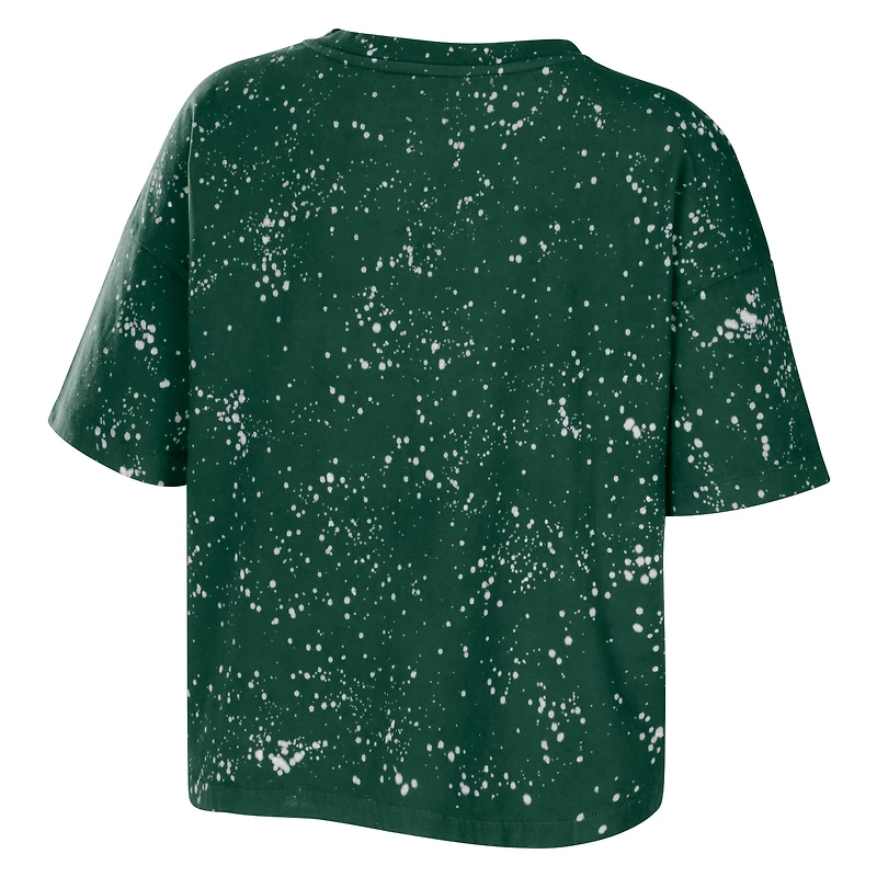 WEAR by Erin Andrews - T-shirt court à encolure crantée et délavé Miami Hurricanes pour femme