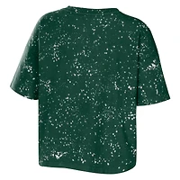 WEAR by Erin Andrews - T-shirt court à encolure crantée et délavé Miami Hurricanes pour femme