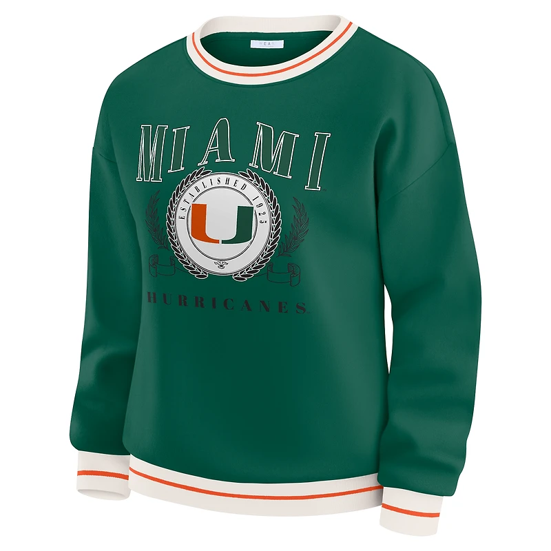 Sweat-shirt vert à motif sceau des Hurricanes de Miami pour femme par Erin Andrews