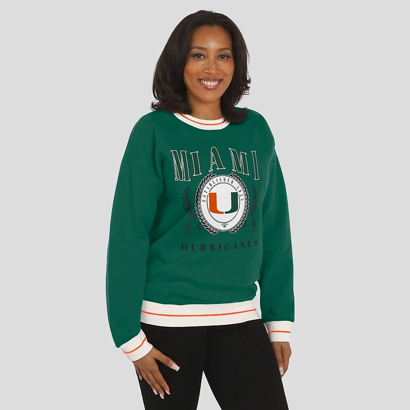 Women's WEAR by Erin Andrews Green Miami Hurricanes Seal Sweatshirt