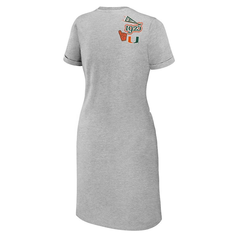 Women's WEAR by Erin Andrews Heather Gray Miami Hurricanes Knotted T-Shirt Dress