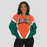 Women's WEAR by Erin Andrews Orange/Green Miami Hurricanes Colorblock Full-Zip Hoodie Windbreaker Jacket