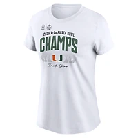 T-shirt blanc pour vestiaire des championnes du Fiesta Bowl 2026 Miami Hurricanes (football universitaire féminin)