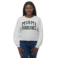 Women's ZooZatz Oatmeal Miami Hurricanes Chenille Cropped Sweatshirt