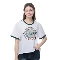 Women's ZooZatz  White Miami Hurricanes Retro Ringer Tri-Blend T-Shirt