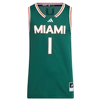 Youth adidas #1 Green Miami Hurricanes Replica Swingman Jersey