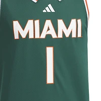 Youth adidas #1 Green Miami Hurricanes Replica Swingman Jersey