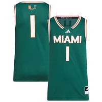 Youth adidas #1 Green Miami Hurricanes Replica Swingman Jersey
