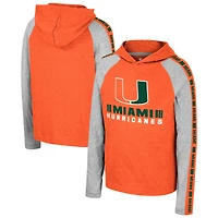 T-shirt à capuche manches longues Ned Raglan des Miami Hurricanes du Colisée orange pour jeunes