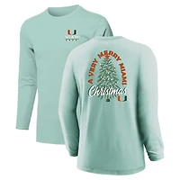 T-shirt à manches longues vert clair pour jeunes, Miami Hurricanes, motif sapin de Noël