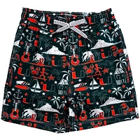Youth Wes & Willy Green Miami Hurricanes Luau Swim Trunks