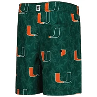 Youth Wes & Willy  Green Miami Hurricanes Palm Tree Swim Shorts