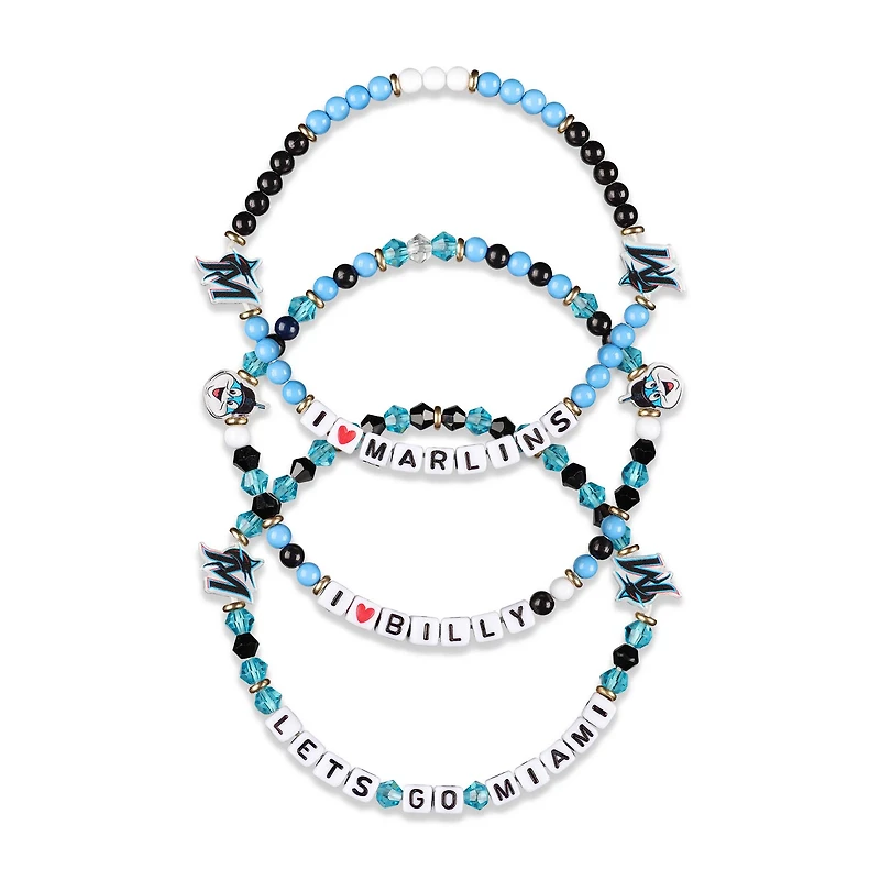 FOCO Miami Marlins 3-Pack Friendship Bracelet Set