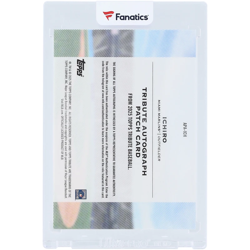 Ichiro Miami Marlins Autographed 2025 Topps Tribute Quad-Color Game Used Relic #APA-ICH #7/10 Card