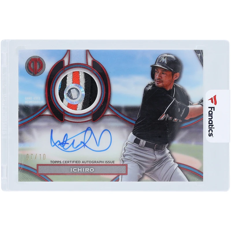 Ichiro Miami Marlins Autographed 2025 Topps Tribute Quad-Color Game Used Relic #APA-ICH #7/10 Card