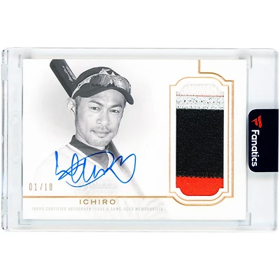 Carte autographiée par Ichiro Suzuki des Miami Marlins, collection Topps Dynasty Quad-Color 2020, relique utilisée en match, n° DAP-13, n° 1/10