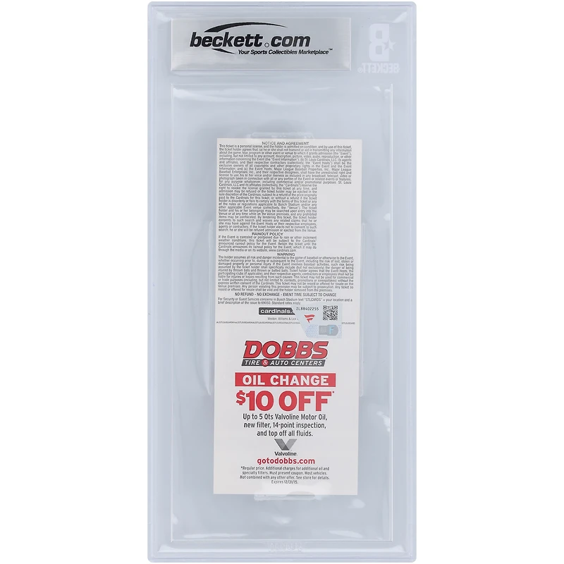 Ichiro Suzuki Miami Marlins Autographed 4,191st Professional Hit Beckett Fanatics Witnessed Authenticated 8/10 Ticket from August 14, 2015 with "Pro Hit #4191" Inscription
