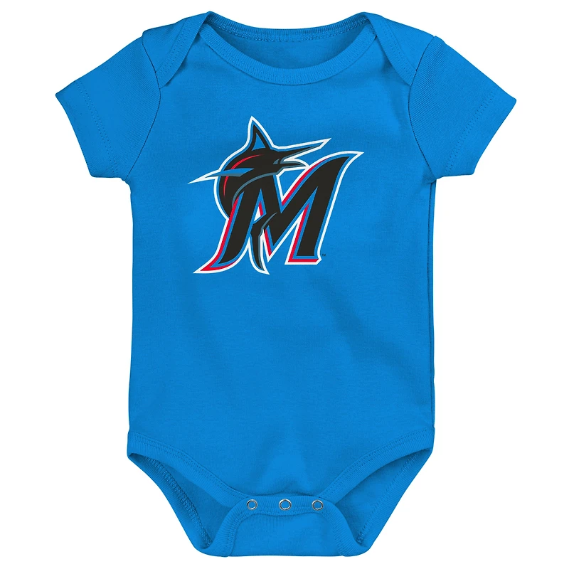 Lot de 3 bodys bleu/blanc/gris chiné Miami Marlins Biggest Little Fan pour bébé