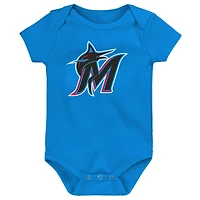 Lot de 3 bodys bleu/blanc/gris chiné Miami Marlins Biggest Little Fan pour bébé