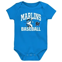 Lot de 3 bodies bleus pour bébé Miami Marlins Batter Up