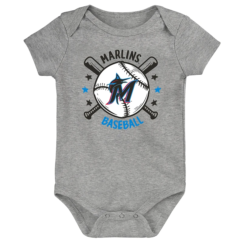 Lot de 3 bodies bleus pour bébé Miami Marlins Batter Up