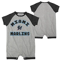 Barboteuse à boutons-pression Raglan Extra Base Hit gris chiné pour béb