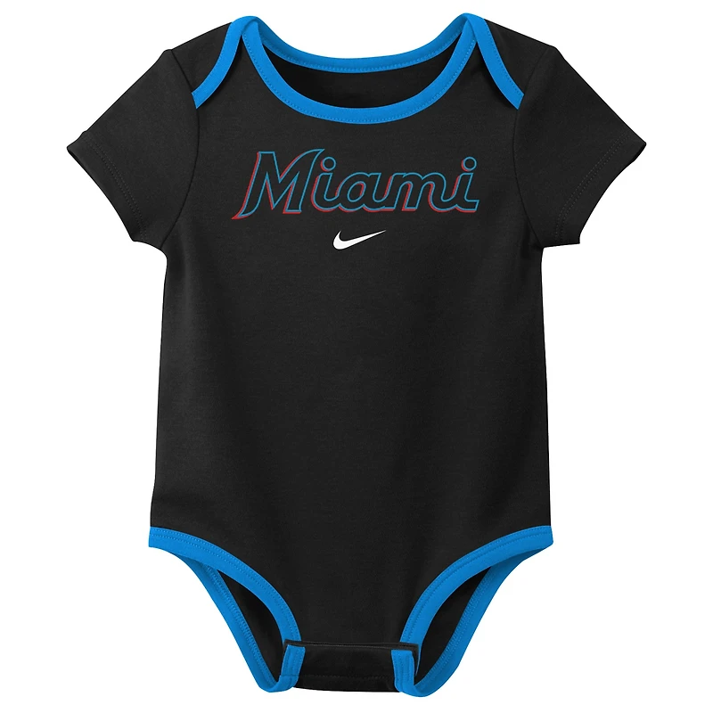Infant Nike Miami Marlins Authentic Collection Three-Pack Bodysuit Set