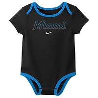 Infant Nike Miami Marlins Authentic Collection Three-Pack Bodysuit Set