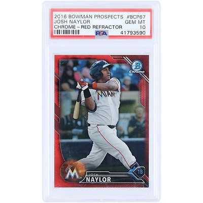 Carte Josh Naylor Miami Marlins 2016 Bowman Chrome Red Refractor #BCP67 #2/5 authentifiée par PSA (10 cartes)