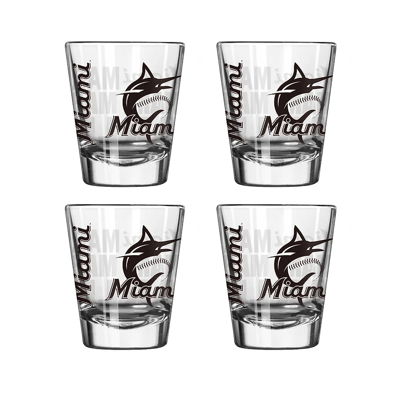 Ensemble de 4 verres à shot de 6 cl (2 oz) Logo Brands Miami Marlins