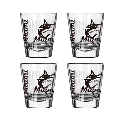 Ensemble de 4 verres à shot de 6 cl (2 oz) Logo Brands Miami Marlins
