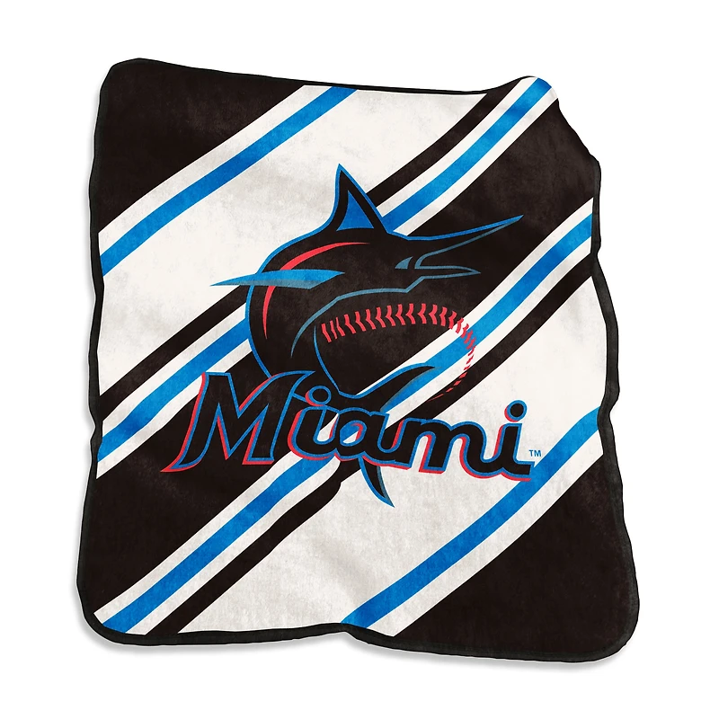 Logo Brands Miami Marlins 50" x 60" Raschel Stripe Throw Blanket