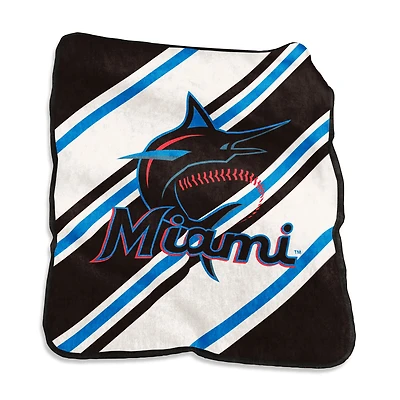 Logo Brands Miami Marlins 50" x 60" Raschel Stripe Throw Blanket