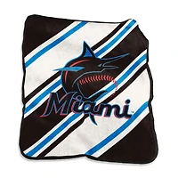 Logo Brands Miami Marlins 50" x 60" Raschel Stripe Throw Blanket