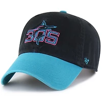 Men's '47  Black Miami Marlins City Connect Clean Up Adjustable Hat