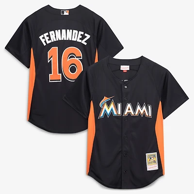 Men's Mitchell & Ness Jose Fernandez Black Miami Marlins Authentic Batting Practice Jersey