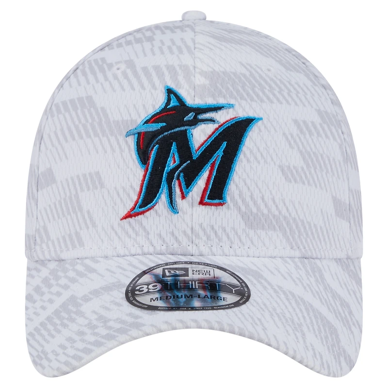 Casquette extensible New Era blanche Miami Marlins Graded 39THIRTY pour homme