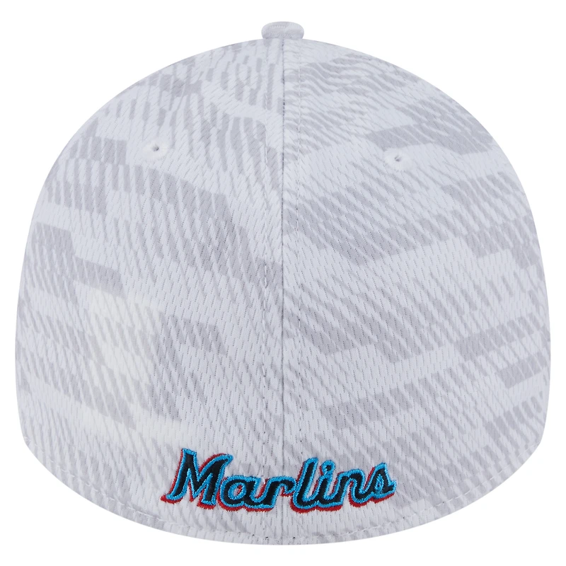 Casquette extensible New Era blanche Miami Marlins Graded 39THIRTY pour homme