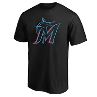 T-shirt noir à logo vieilli Big & Tall des Miami Marlins pour hommes