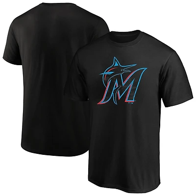 T-shirt noir à logo vieilli Big & Tall des Miami Marlins pour hommes