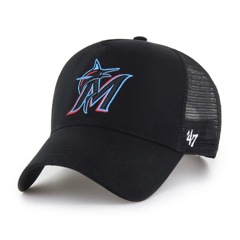 Men's '47 Black Miami Marlins Ballpark Offside Adjustable Trucker Hat