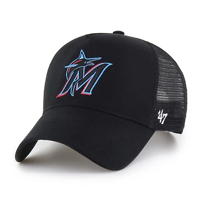 Men's '47 Black Miami Marlins Ballpark Offside Adjustable Trucker Hat