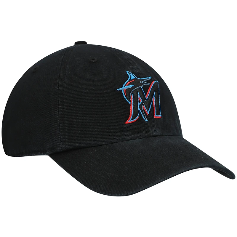 Men's '47 Black Miami Marlins Clean Up Adjustable Hat