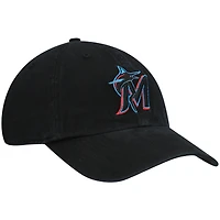 Men's '47 Black Miami Marlins Clean Up Adjustable Hat