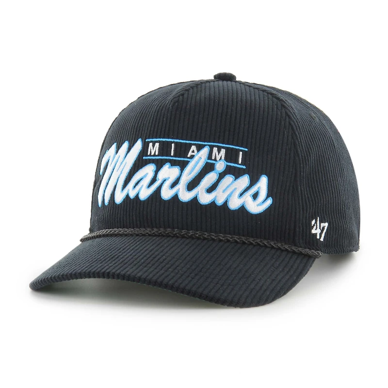 Casquette ajustable en velours côtelé Miami Marlins '47 noire pour homme