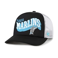 Casquette snapback Meander Foam Trucker noire des Marlins de Miami pour homme, modèle 1947