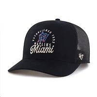 Casquette trucker Pitstop noire Miami Marlins pour homme, modèle 47, ajustable