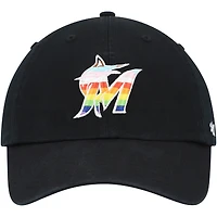 Casquette réglable '47 Black Miami Marlins Team Pride Clean Up pour homme