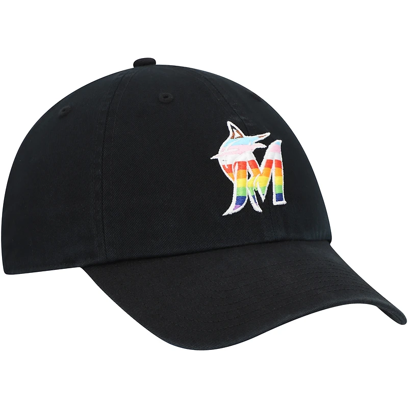 Men's '47  Black Miami Marlins Team Pride Clean Up Adjustable Hat